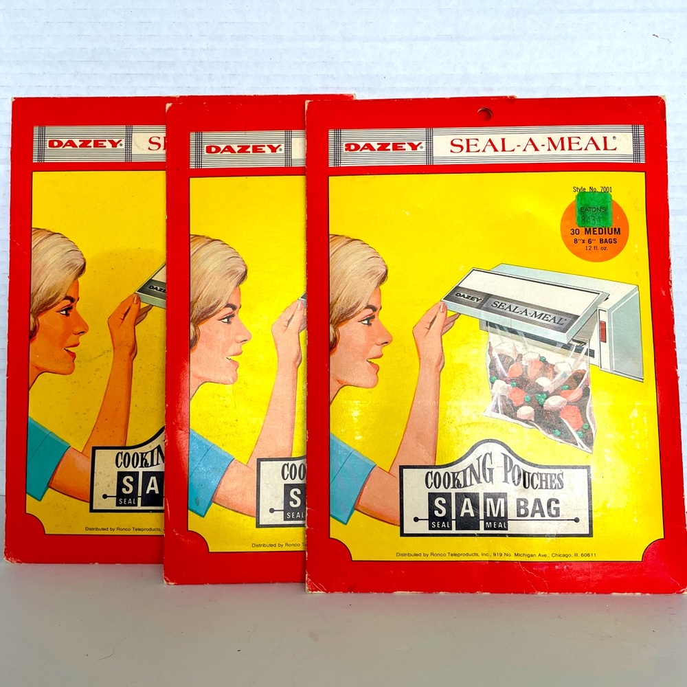 Vintage Dazey Seal-a-Meal Cooking Pouches 8" x 6" 12 fl oz (Med) 30x3 (90 bags)